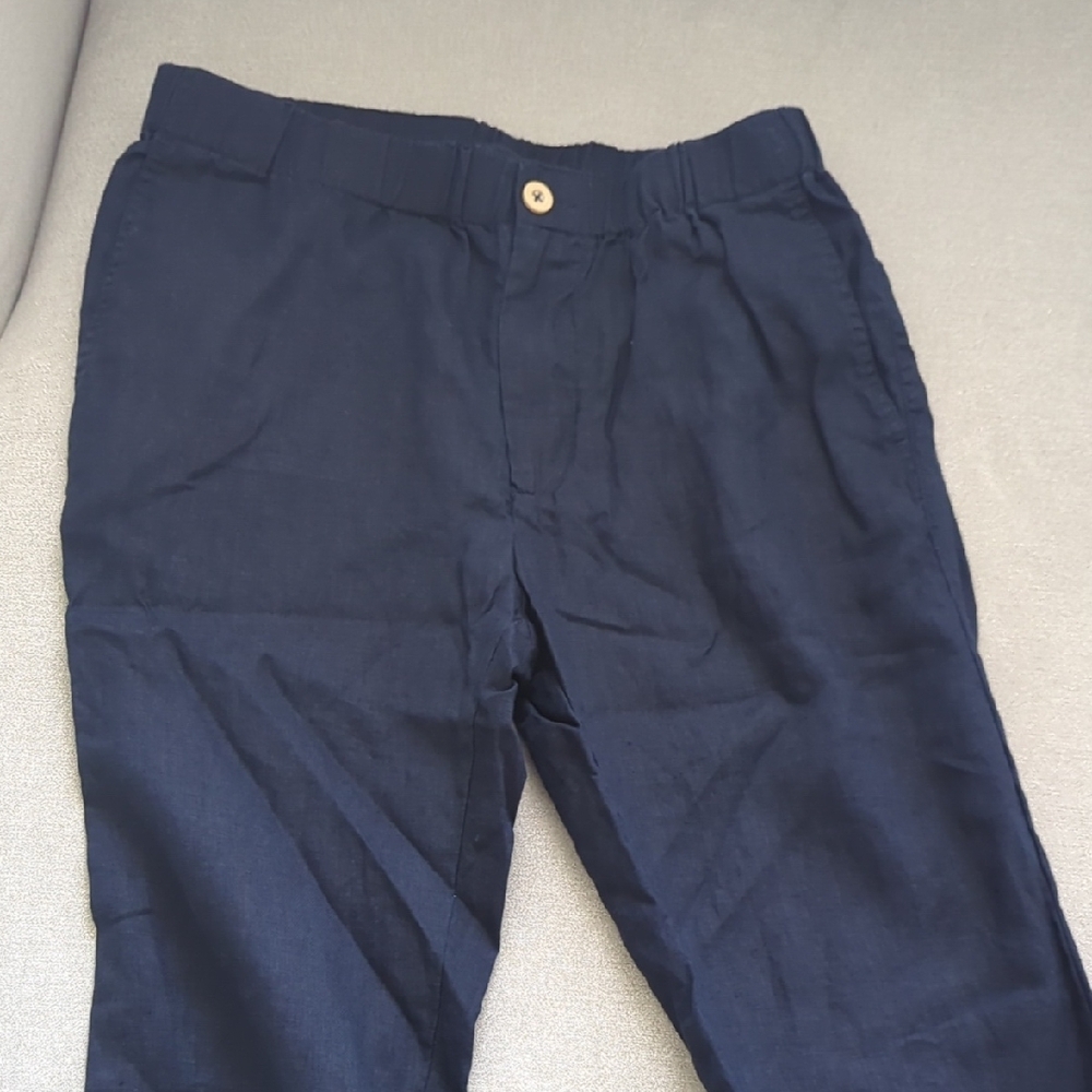 Quince Men's Navy 100% Linen Pants